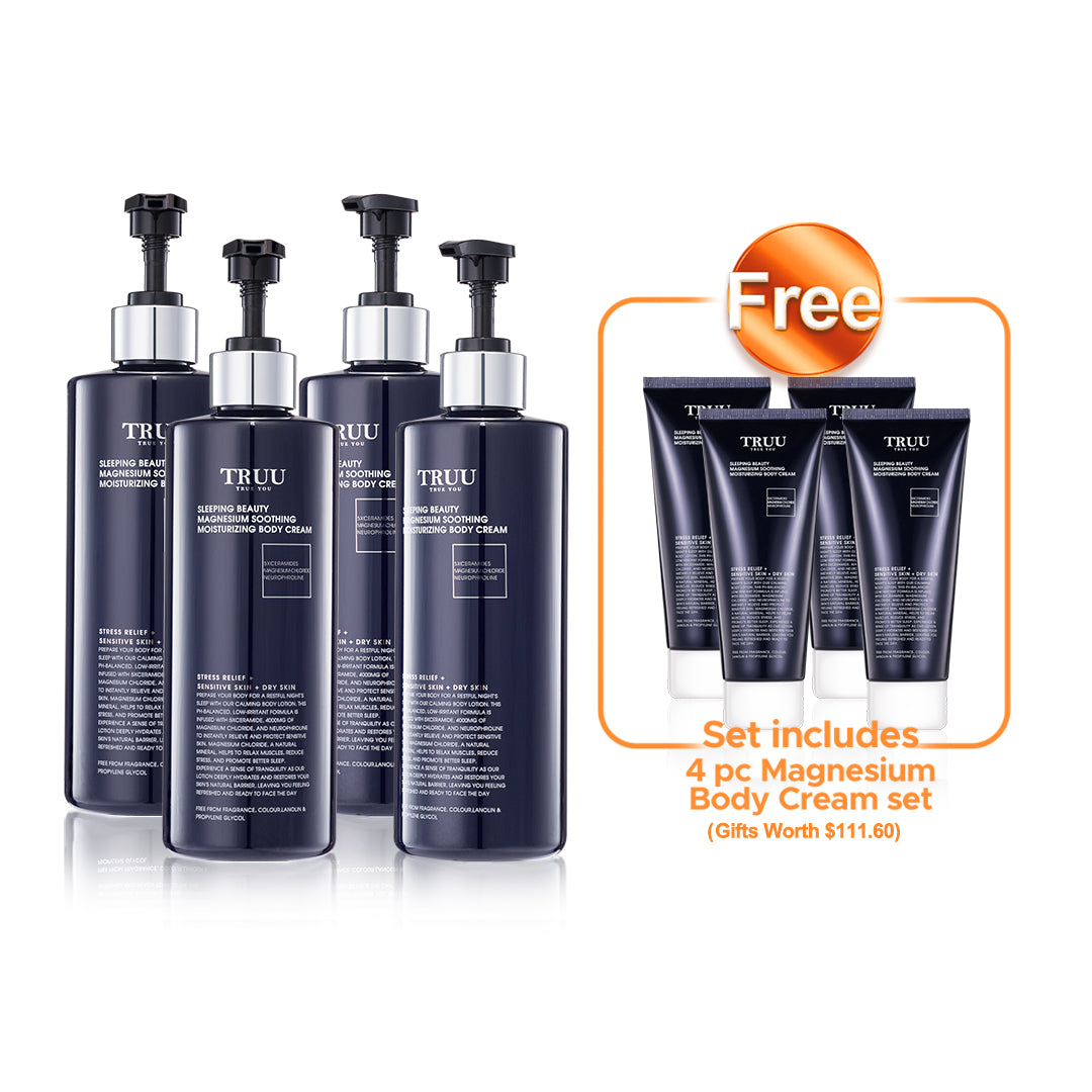 TRUU Sleeping Beauty Magnesium Soothing Moisturizing Body Cream x4【Free】Sleeping Beauty Magnesium Soothing Moisturizing Body Cream -100ml x4
