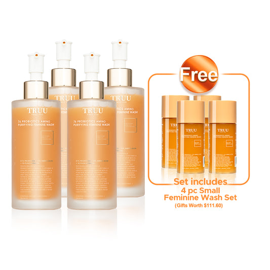 TRUU 76 Probiotics Amino Purifying Feminine Wash -150G x4【Free】76 Probiotics Amino Purifying Feminine Wash -30G Travel Size