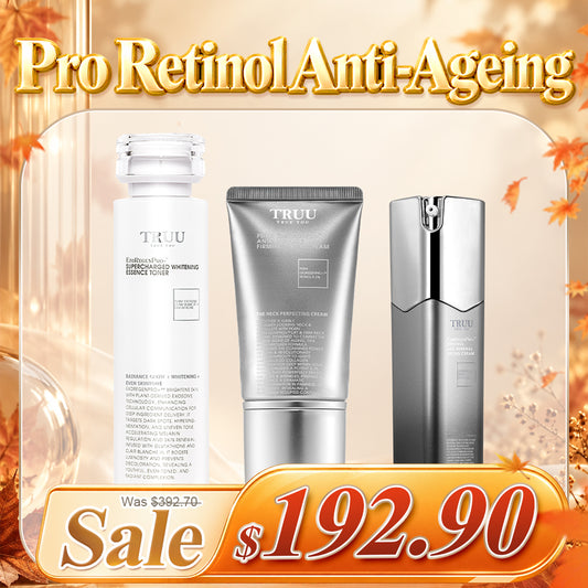 TRUU PDRN ExoRegenPro+™ Retinol Age-Renewal Lifting Cream + PDRN ExoRegenPro+™ Anti-Wrinkle Firming Neck Cream + Whitening Essence Toner