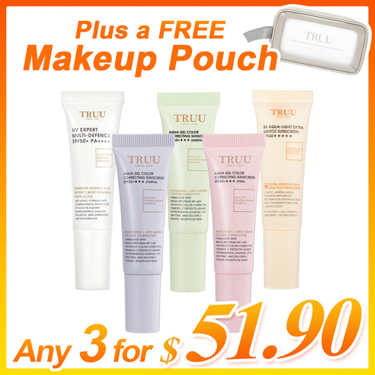 TRUU Five types of Sunscreen Pick One (UV Fluid SPF50+ / B5 Sensitive Skin Sunscreen / Color Correcting Sunscreen）-10ml Travel Size | Any 3 for $51.90