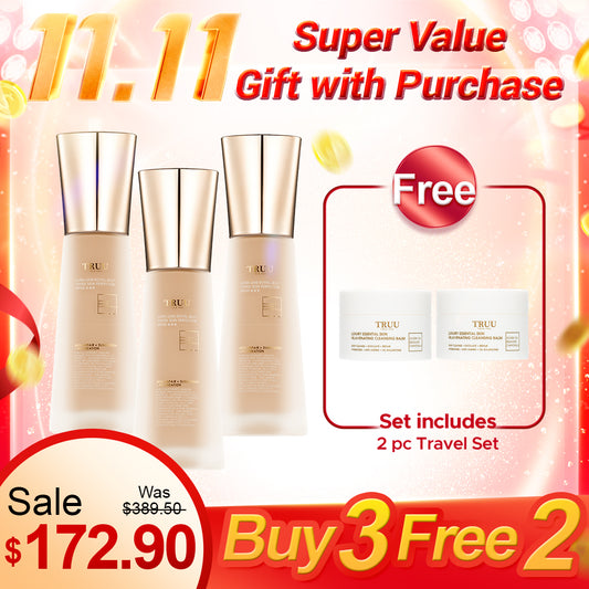 TRUU Ultra Luxe Royal Jelly Tinted Skin Perfector SPF 50★★★ x3【Free】Luxury Essential Skin Rejuvenating Cleansing Balm -30ml Travel Size x2