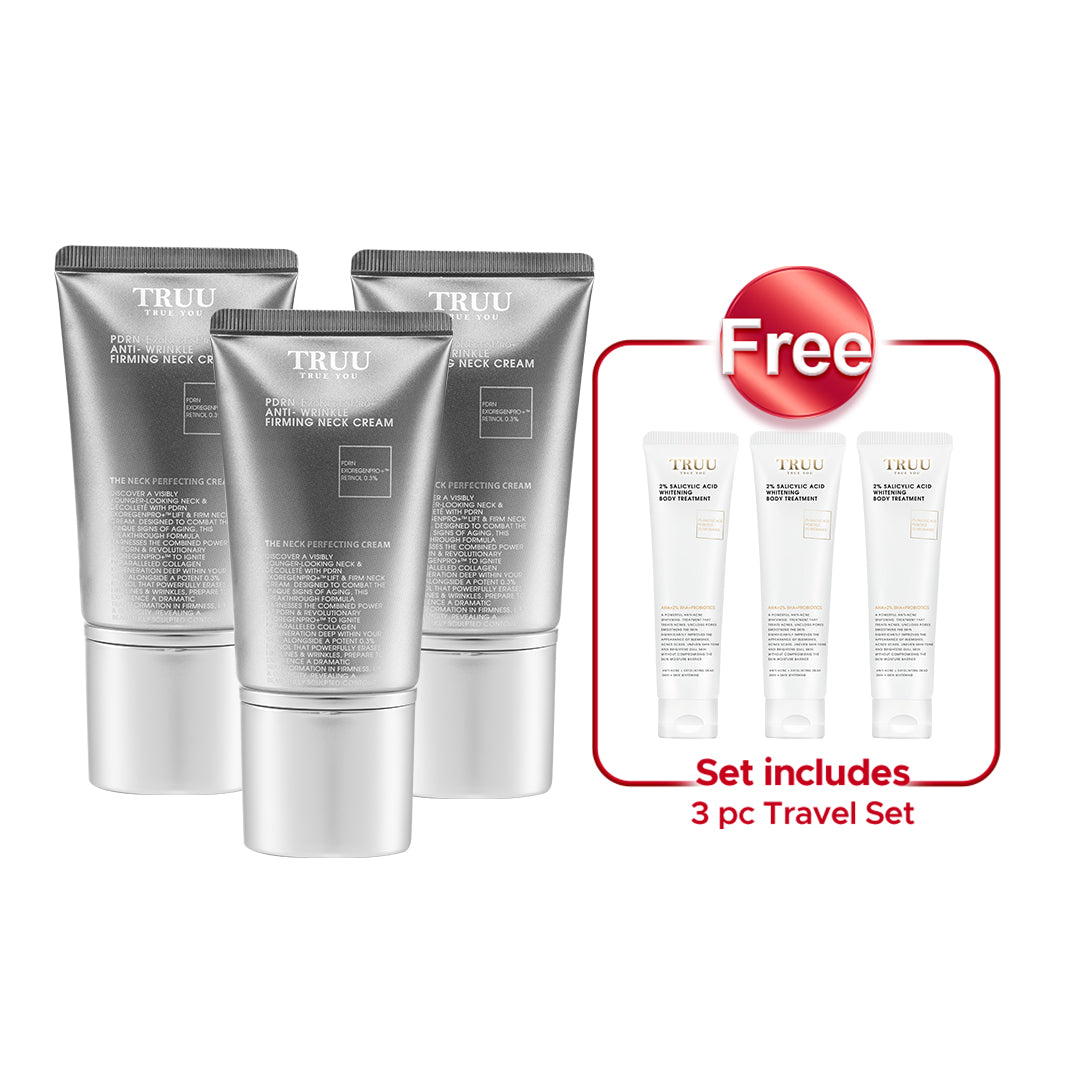TRUU PDRN ExoRegenPro+™ Anti-Wrinkle Firming Neck Cream x3【Free】2% Salicylic Acid Whitening Body Treatment -30ML Travel Size x3