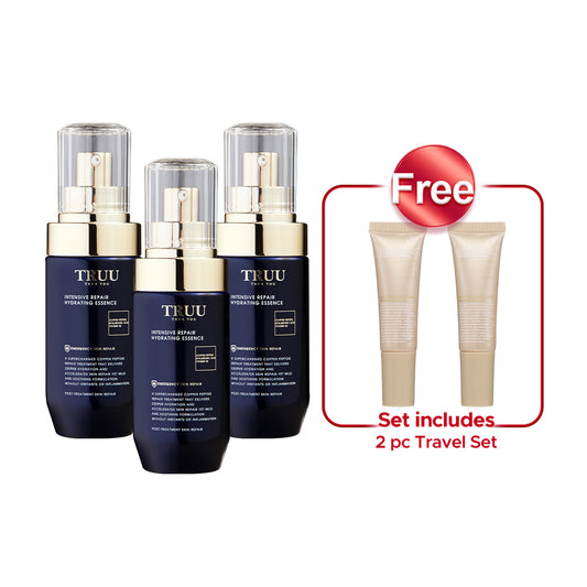 TRUU Copper Peptide Hyaluronic Hydrating Repair Essence x3【Free】ExoRegenPro+™ Royal Jelly Youth Renewal Cream -10ml Travel Size x2