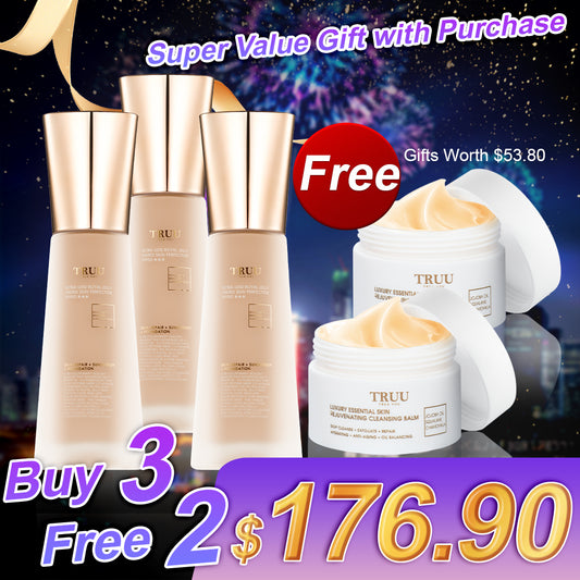 TRUU Ultra Luxe Royal Jelly Tinted Skin Perfector SPF50★★★ x3【Free】Luxury Essential Skin Rejuvenating Cleansing Balm -30ml x2