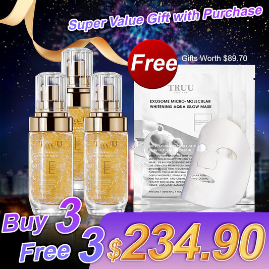 TRUU Pro Perfection Repair Essence x3【Free】Exosome Micro-Molecular Whitening Aqua Glow Mask x3