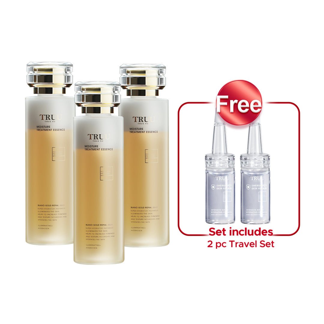 TRUU Royal Jelly Moisture Treatment Essence x3【Free】Copper Peptide Hyaluronic Hydrating Repair Essence -10ML Travel Size x2