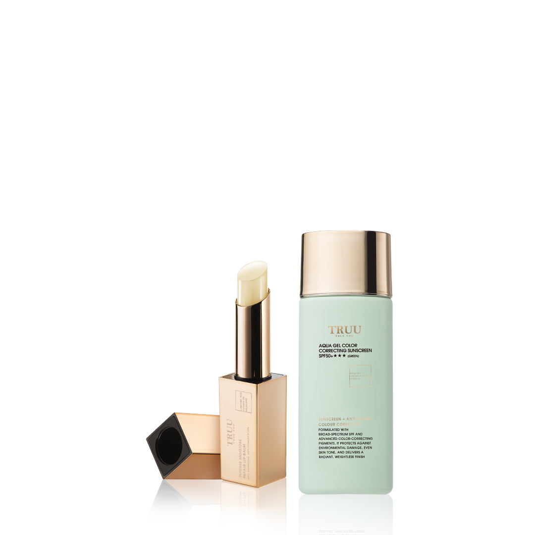 TRUU Aqua Gel Color Correcting Sunscreen SPF50+★★★ (3 colors) + Repair Lip Balm