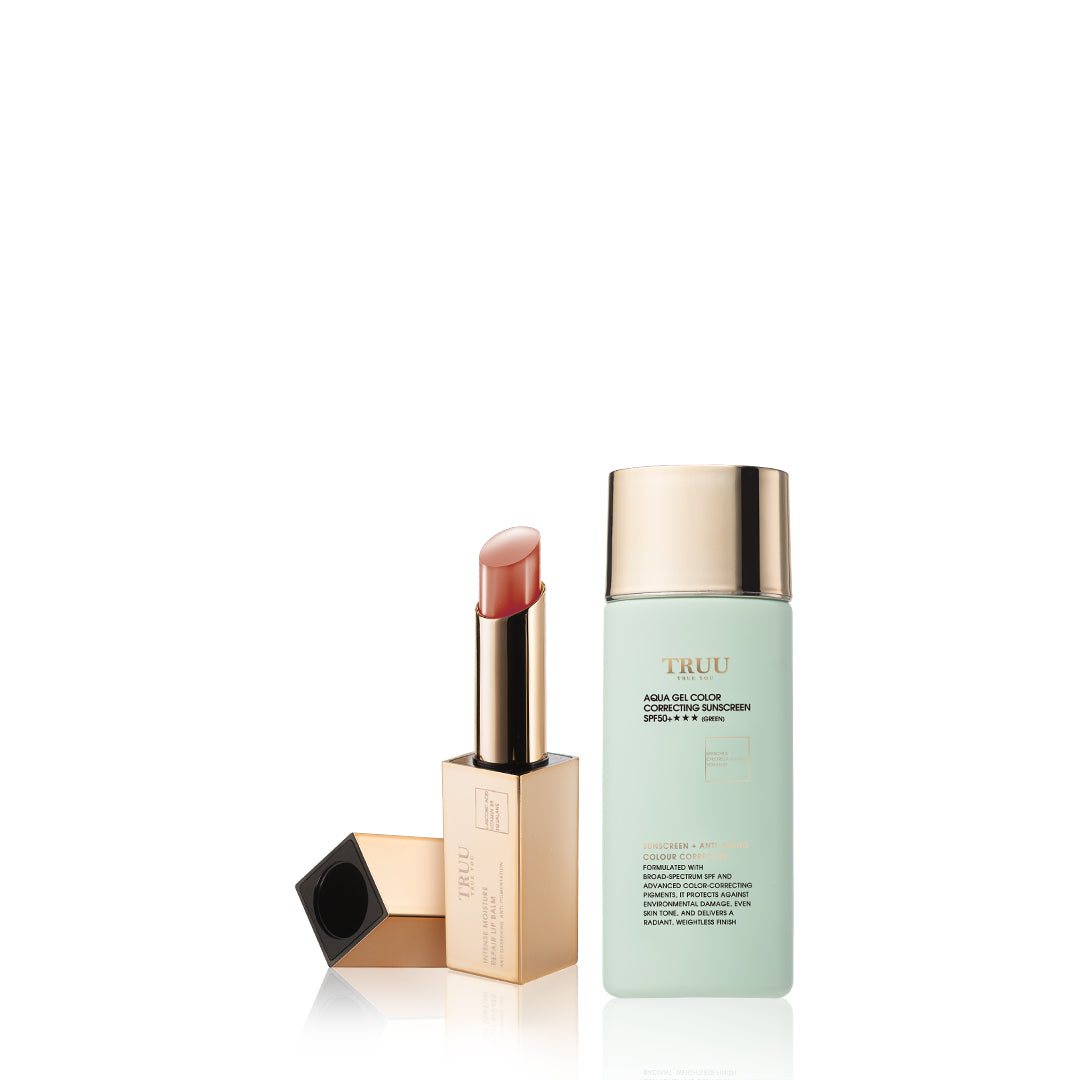 TRUU Aqua Gel Color Correcting Sunscreen SPF50+★★★ (3 colors) + Repair Lip Balm