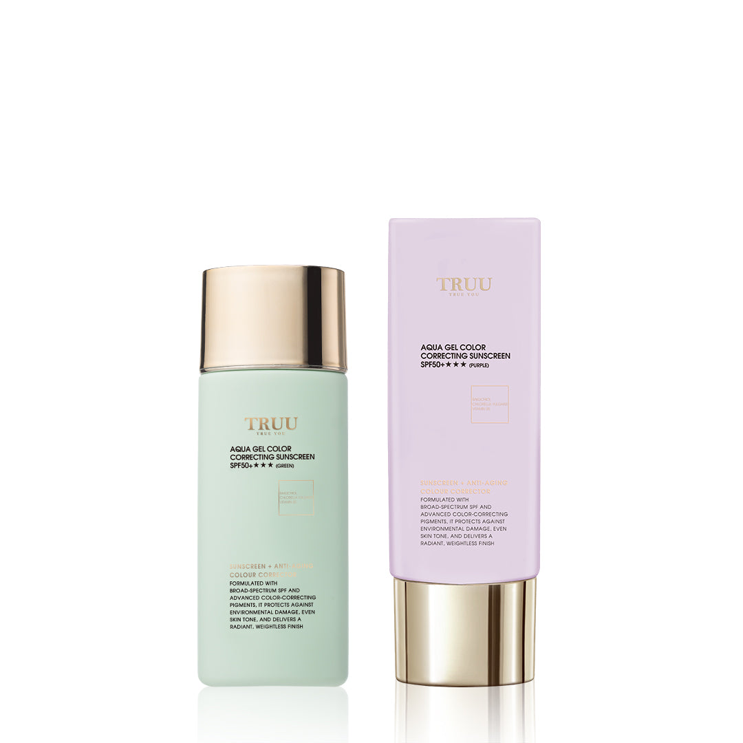 TRUU Aqua Gel Color Correcting Sunscreen Bundle Set