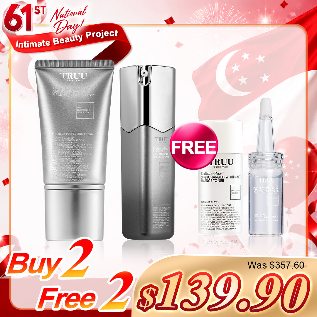 TRUU PDRN ExoRegenPro+™ Krim Leher Penganjal Anti-Kedutan + PDRN ExoRegenPro+™ Krim Pencerah Pemulihan Usia Retinol