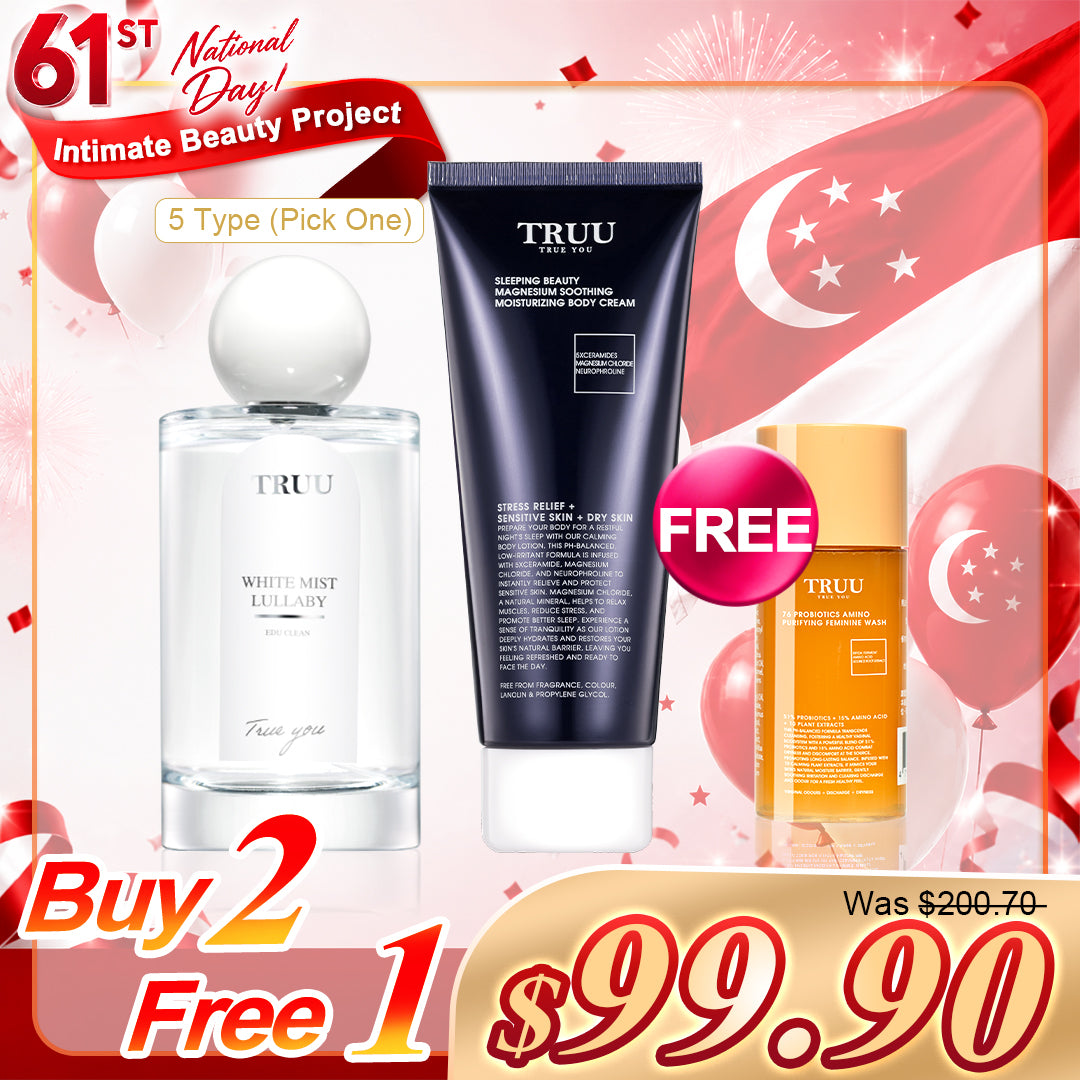 TRUU Serenity Realm (Pick One) + Sleeping Beauty Magnesium Soothing Moisturizing Body Cream -100ml【Free】76 Probiotics Amino Feminine Wash -30g