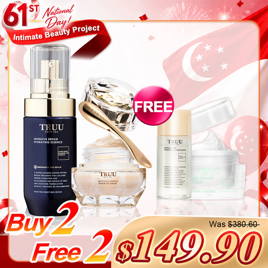 TRUU Copper Peptide Repair Essence + Firming Eye Cream【Free】Intensive Skin Nourishing Conditioner-30ml + Soothing Moisture Repair Cream -8g