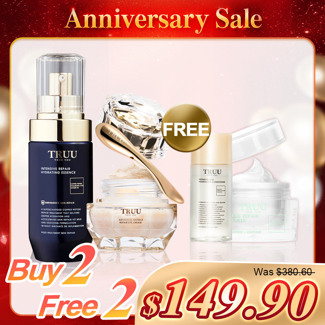 TRUU Copper Peptide Repair Essence + Firming Eye Cream【Free】Intensive Skin Nourishing Conditioner-30ml + Soothing Moisture Repair Cream -8g