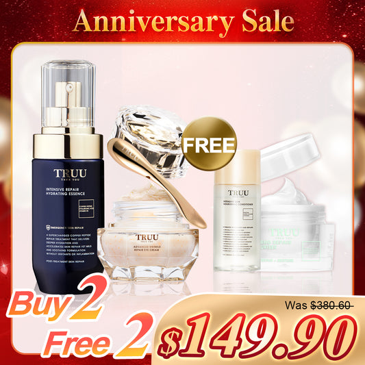TRUU Copper Peptide Repair Essence + Firming Eye Cream【Free】Intensive Skin Nourishing Conditioner-30ml + Soothing Moisture Repair Cream -8g