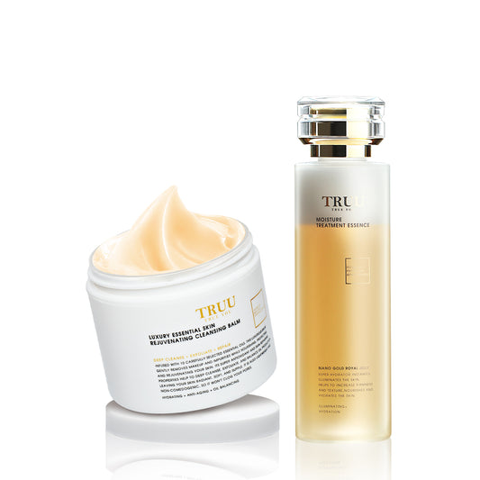TRUU Luxury Essential Skin Rejuvenating Cleansing Balm + Royal Jelly Moisture Treatment Essence