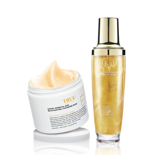 TRUU Luxury Essential Skin Rejuvenating Cleansing Balm + Gold Brightening Treatment Mask
