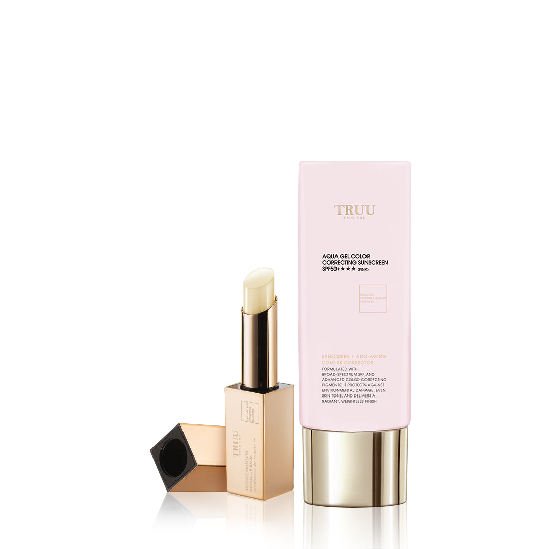 TRUU Aqua Gel Color Correcting Sunscreen SPF50+★★★ (3 colors) + Repair Lip Balm