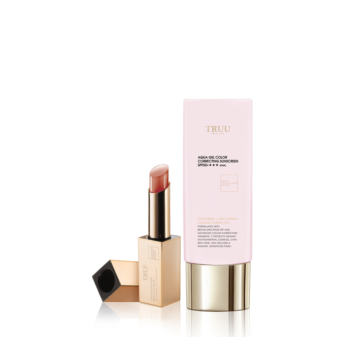 TRUU Aqua Gel Color Correcting Sunscreen SPF50+★★★ (3 colors) + Repair Lip Balm