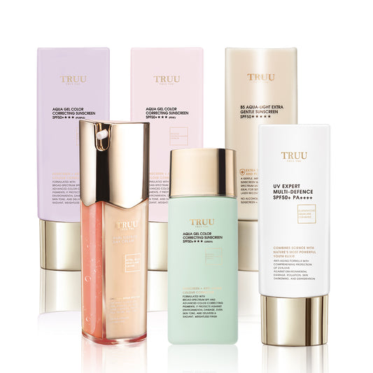 TRUU Any 2 Sunscreen (UV Fluid SPF50+ PA++++ / B5 Sensitive Skin Sunscreen SPF50★★★★★ / Color Correcting Sunscreen SPF50+★★★ Pink atau Ungu atau Green / Day Cream SPF35★★）
