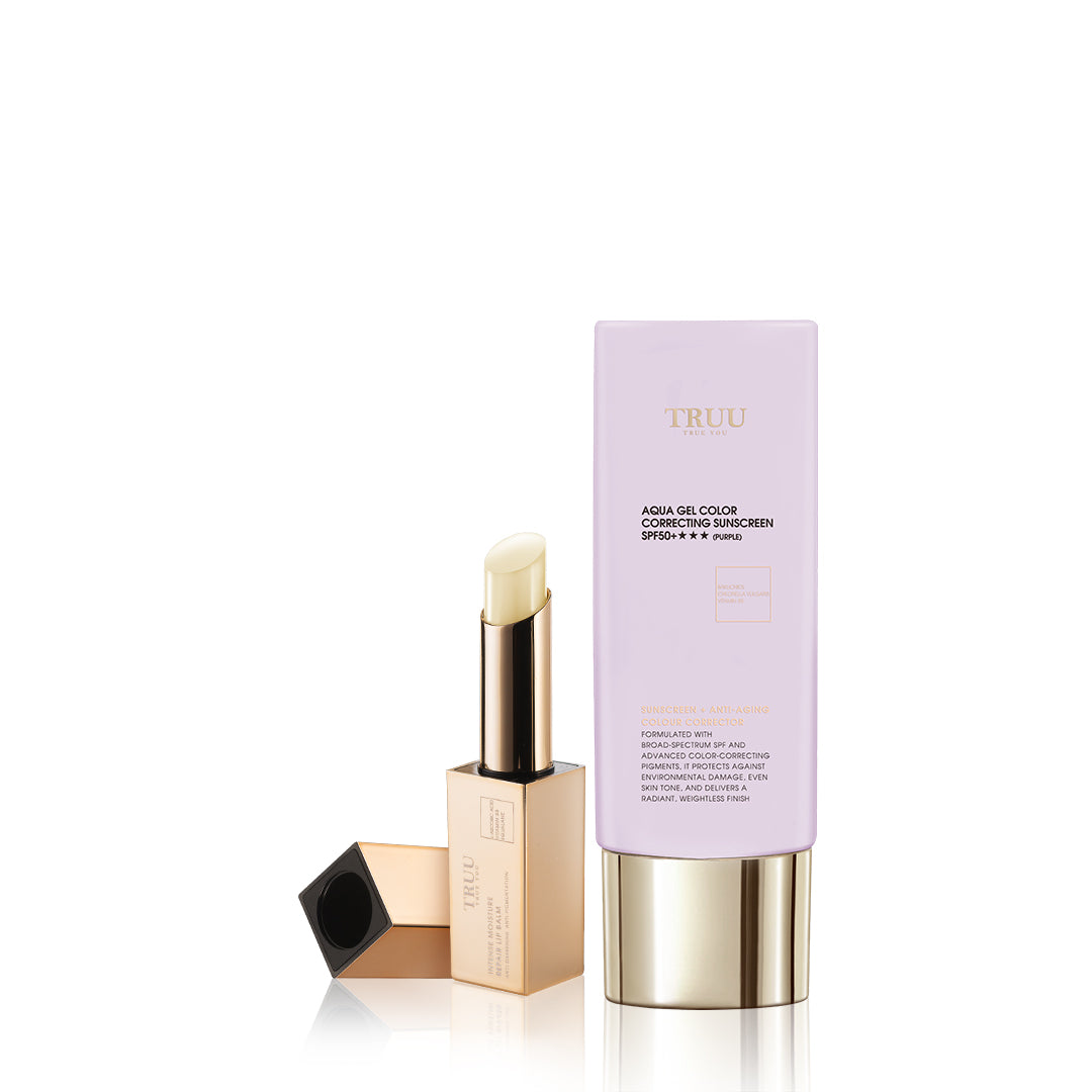 TRUU Aqua Gel Color Correcting Sunscreen SPF50+★★★ (3 colors) + Repair Lip Balm
