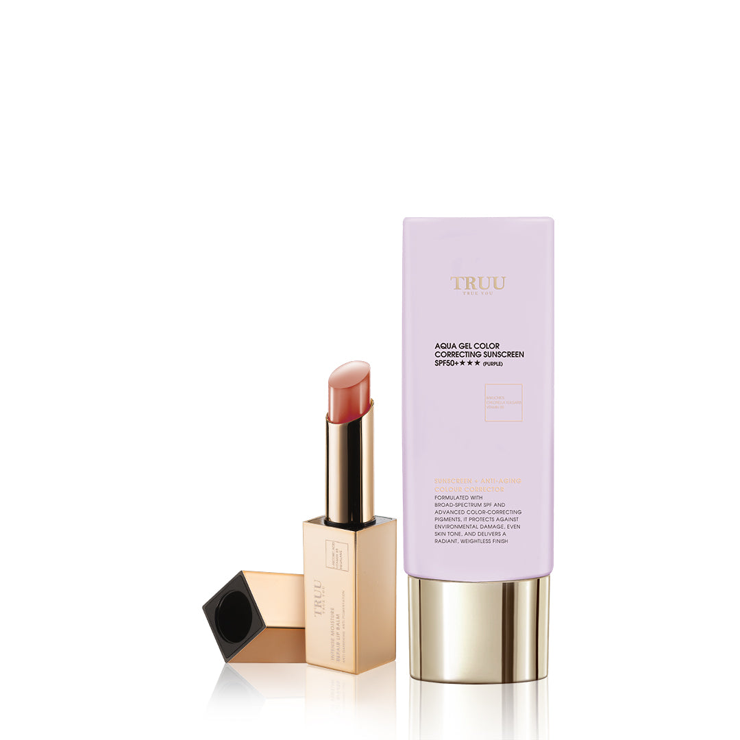TRUU Aqua Gel Color Correcting Sunscreen SPF50+★★★ (3 colors) + Repair Lip Balm