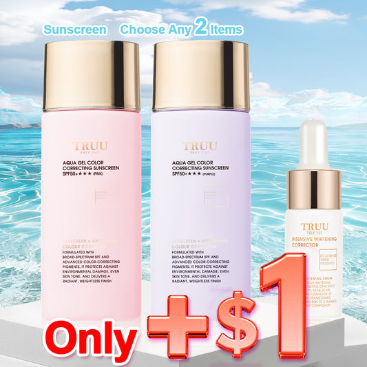 TRUU (UV Fluid SPF50+  / B5 Sensitive Skin Sunscreen / Color Correcting Sunscreen) Five types of Sunscreen -Pick Two【Get】Whitening Corrector -10g