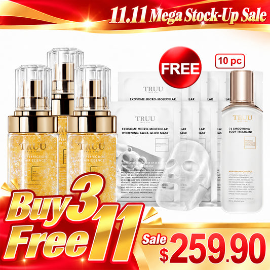 TRUU Pro Perfection Repair Essence x3【Free】Exosome Micro-Molecular Whitening Aqua Glow Mask x10 + 76 Smoothing Body Treatment