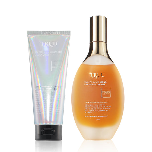 TRUU 76 Probiotics Amino Purifying Cleanser + 2% BHA Skin Purifying Glow Mask