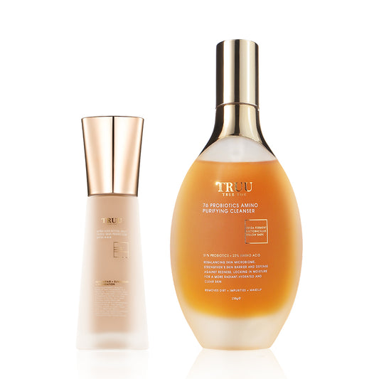 TRUU 76 Probiotics Amino Purifying Cleanser + Ultra Luxe Royal Jelly Tinted Skin Perfector SPF50★★★