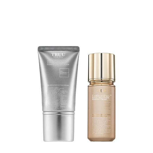 TRUU PDRN ExoRegenPro+™ Anti-Wrinkle Firming Neck Cream + ExoRegenPro+™ Royal Jelly Youth Renewal Cream