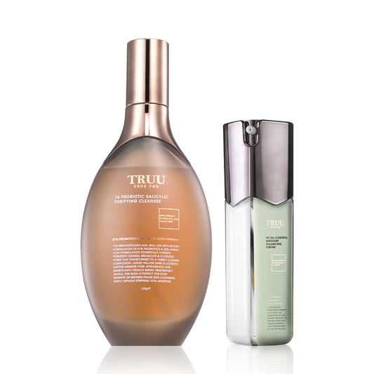 TRUU 76 Probiotic Salicylic Purifying Cleanser + 99 Oil-Control Moisture Balancing Cream