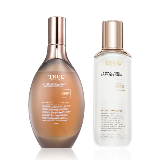 TRUU 76 Probiotic Salicylic Purifying Cleanser + (76 Smoothing Body Treatment / 2% Salicylic Acid Body Treatment / Sleeping Beauty Magnesium Body Cream) Pick One