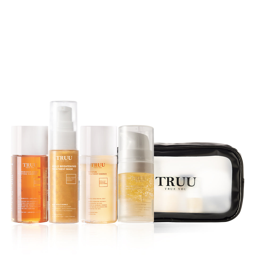 TRUU 76 Cleanser -30g + Treatment Essence -30ml + (Bubble Mask -30ml) Pick one + Repair Essence -10ml【FREE】Travel Bag