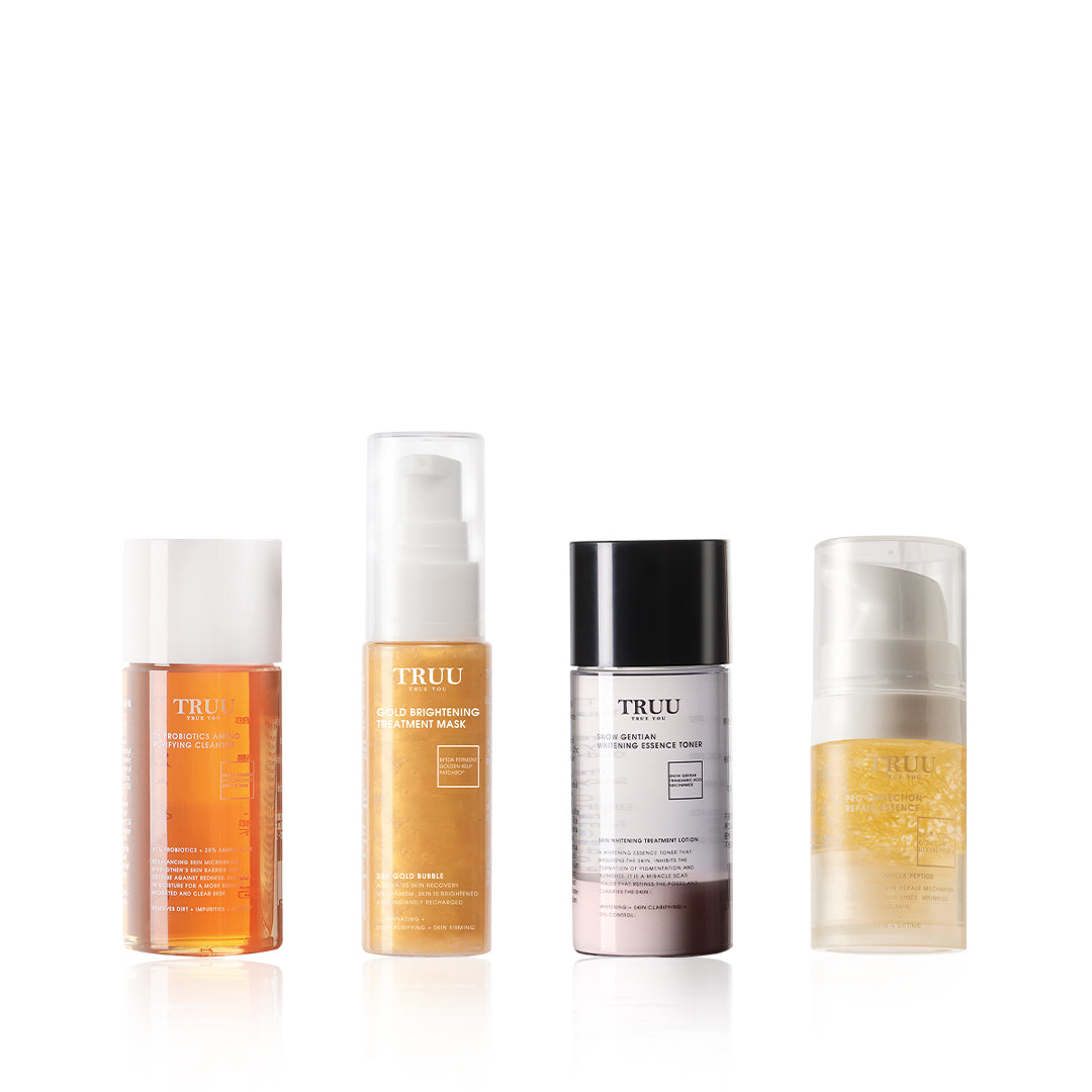 TRUU 76 Cleanser -30g + (Bubble Mask -30ml) Pick one + Whitening Essence Toner -30g + Repair Essence -10ml