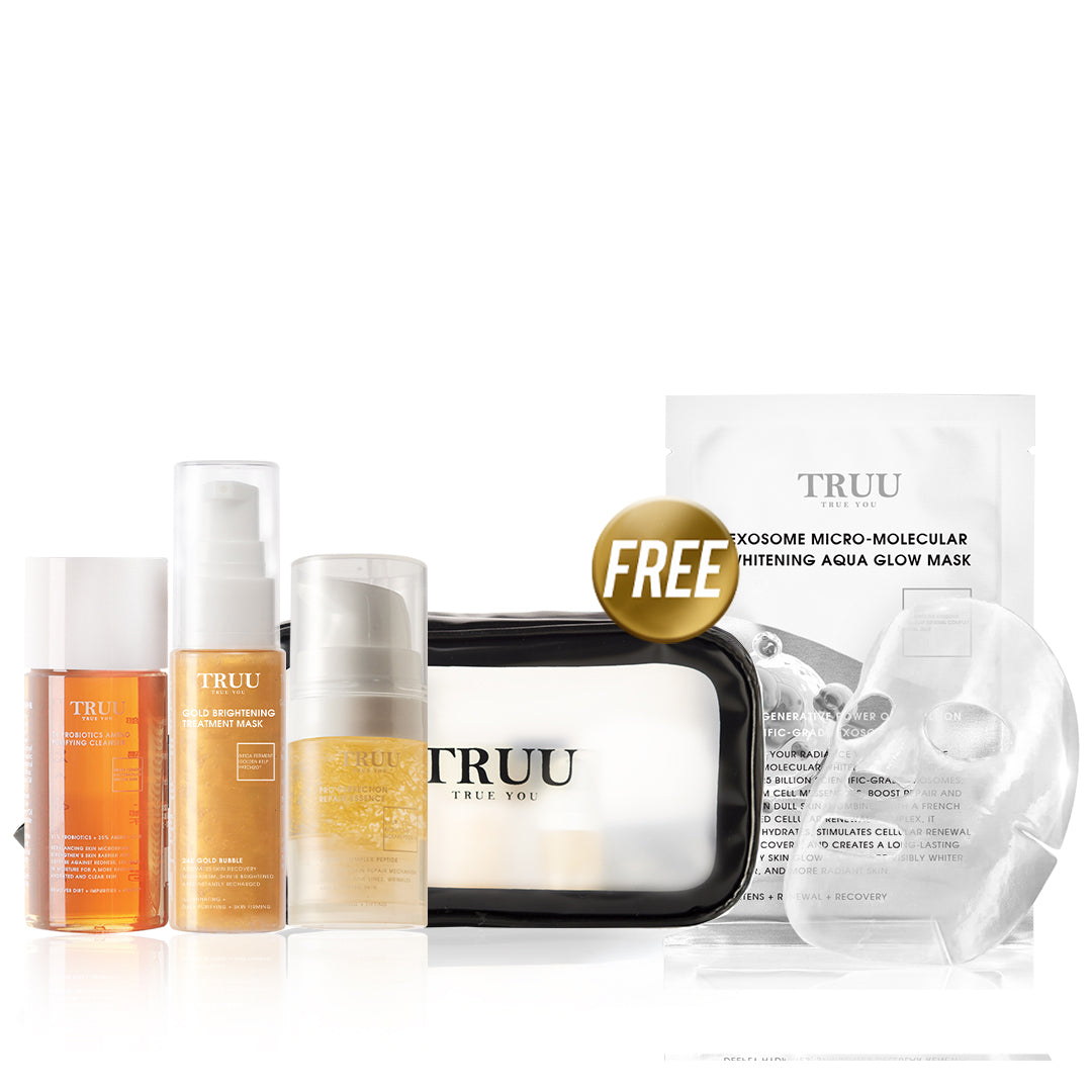 TRUU 76 Cleanser -30g + (Bubble Mask -30ml) Pick one + Repair Essence -10ml 【FREE】Travel Bag + Whitening Aqua Glow Mask x1