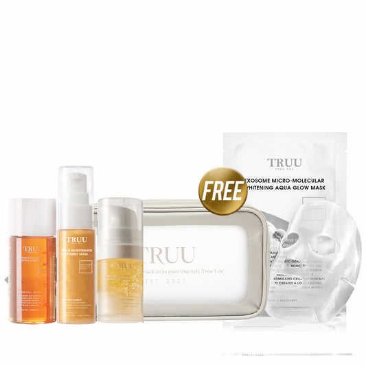 Pencuci TRUU 76 -30g + (Masker Buih -30ml) Pilih satu + Esen Pembaikan -10ml 【PERCUMA】Beg Perjalanan + Masker Pencerah Aqua Glow x1