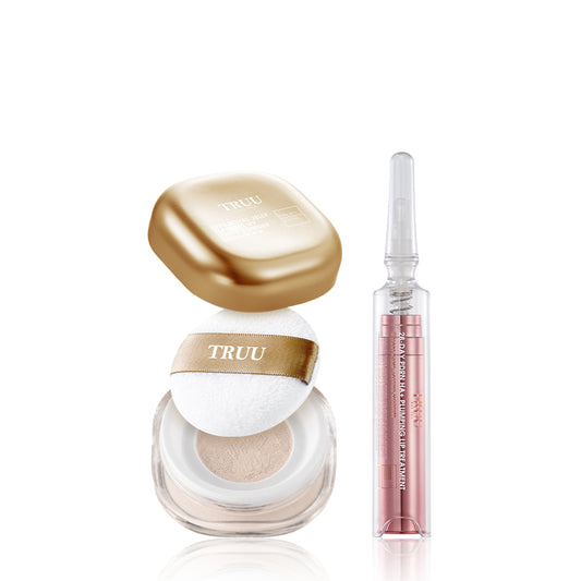 TRUU Luxe Royal Jelly Flawless UV Loose Powder SPF50+★★★ + 28-Day PDRN HA+ Plumping Lip Treatment