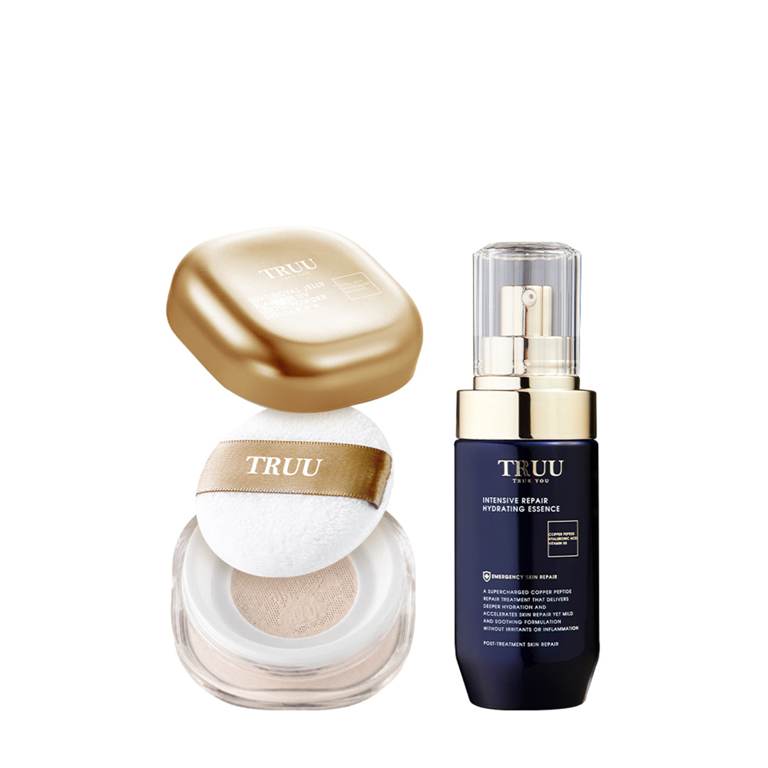 TRUU Luxe Royal Jelly Flawless UV Loose Powder SPF50+★★★ + (Pro Perfection Essence / Copper Peptide Hyaluronic Essence / Advanced Copper Peptide Serum) Pick one (Preorder End Oct)