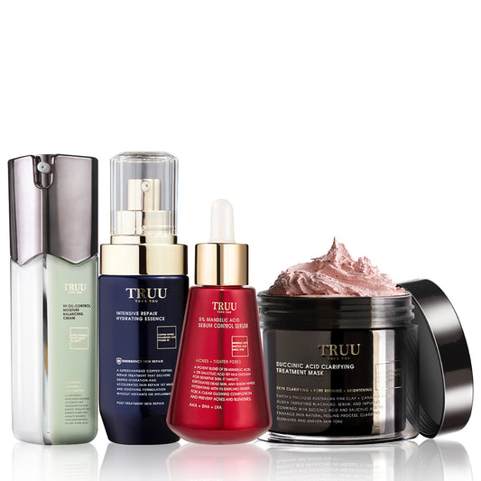 TRUU 99 Balancing Cream + Succinic Treatment Mask + Copper Peptide Essence + 5% Mandelic Acid Sebum Control Serum