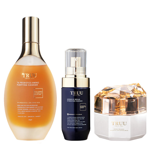 TRUU Hydrating Repair Essence + 76 Cleanser + Night Cream