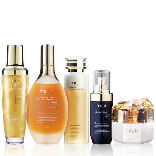 TRUU Hydrating Repair Essence + 76 Cleanser + Moisture Toner + Gold Mask + Night Cream