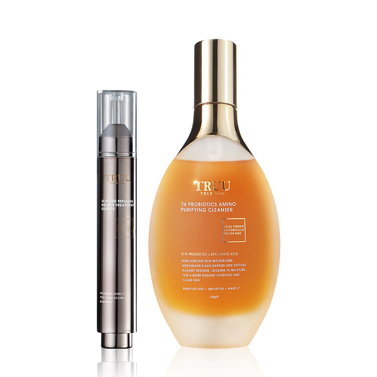 TRUU 76 Probiotics Amino Purifying Cleanser + 45 Pores Refining Blemish Treatment Essence