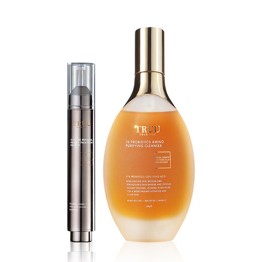 TRUU 76 Probiotics Amino Purifying Cleanser + 45 Pores Refining Blemish Treatment Essence