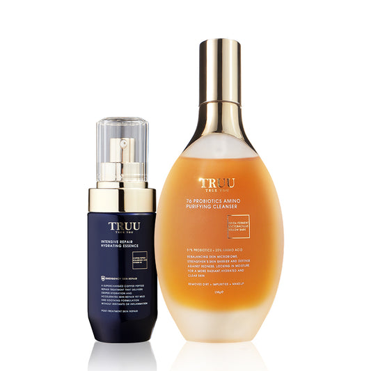 TRUU 76 Probiotics Amino Purifying Cleanser + Copper Peptide Hyaluronic Hydrating Repair Essence