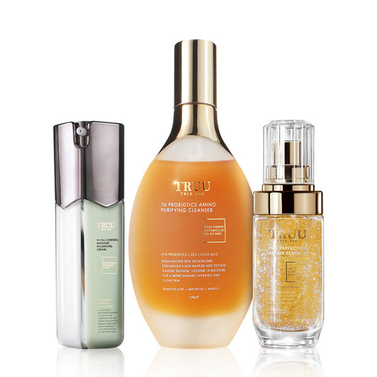 TRUU 76 Probiotics Amino Purifying Cleanser + 99 Balancing Cream + Repair Essence