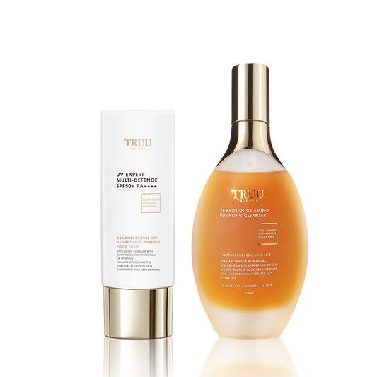TRUU 76 Probiotics Amino Purifying Cleanser + UV Expert Multi-Defence Aqua Fluid SPF50+ PA++++