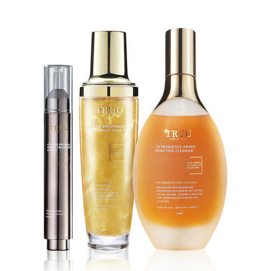 TRUU 76 Probiotics Amino Purifying Cleanser + Gold Mask + 45 Pores Essence
