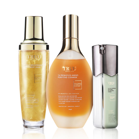 TRUU 76 Probiotics Amino Purifying Cleanser + Gold Mask + 99 Balancing Cream