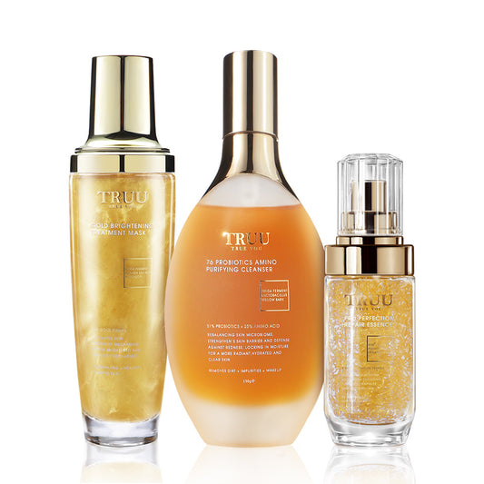 TRUU 76 Probiotics Amino Purifying Cleanser + Repair Essence + Gold Mask