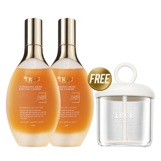 TRUU 76 Probiotics Amino Purifying Cleanser x2 + Facial Whipping Foam Maker